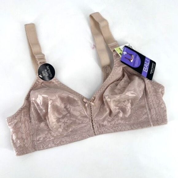 NwT Bali Women's Double Support Lace Spa Closure Wirefree Bra Beige Size 38B NWT - Picture 2 of 10
